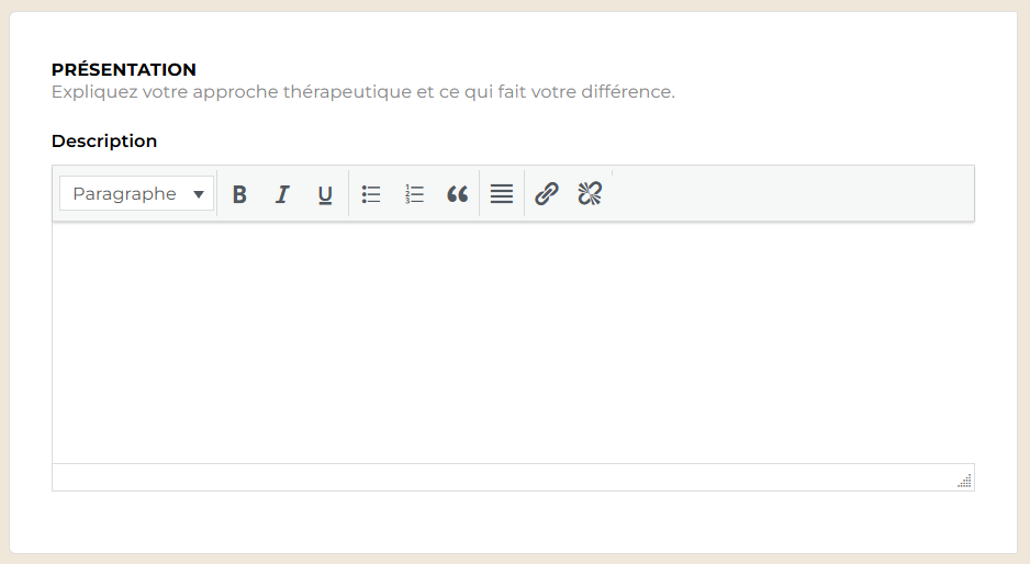 Section présentation