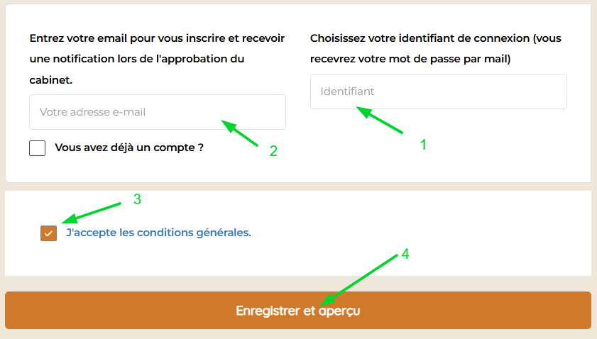 Compte et validation