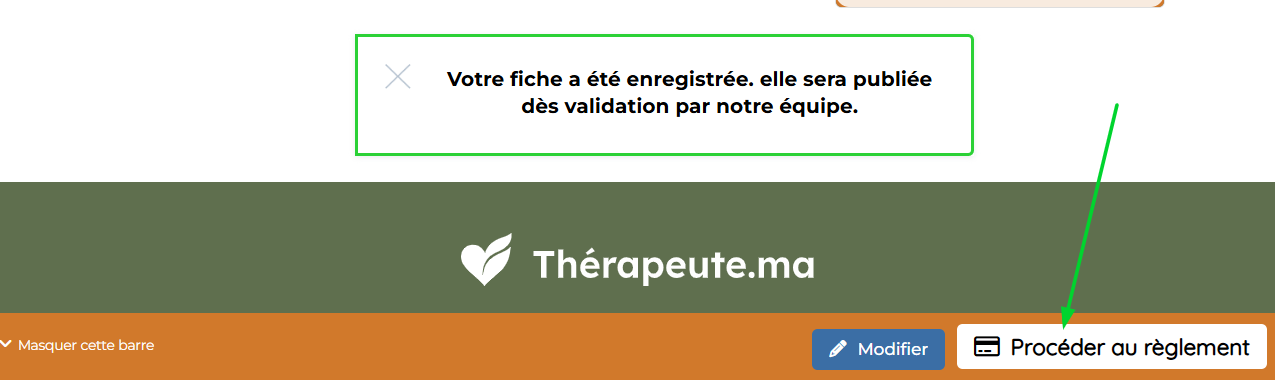 Confirmation d'enregistrement